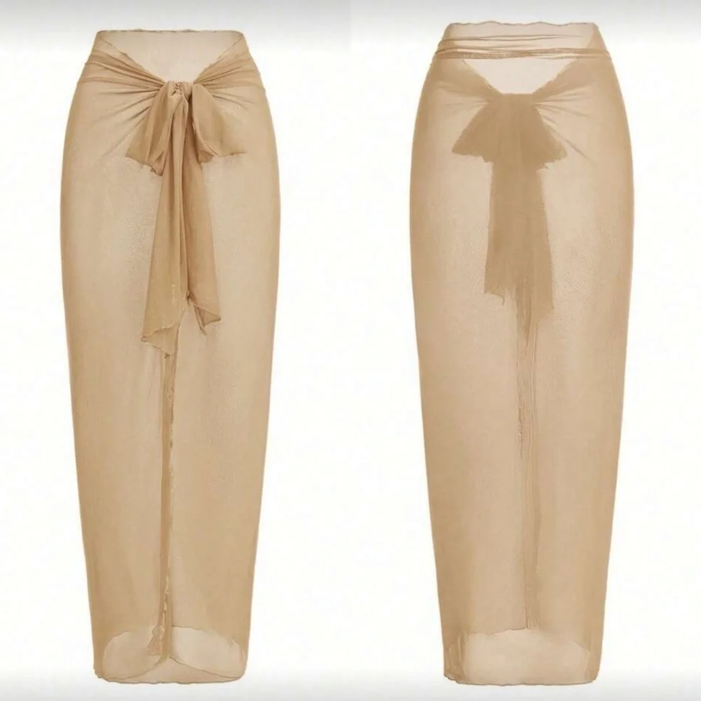 NWOT One-Shoulder Tan Swimsuit and Cover-Up Set size Extra Large - Picture 4 of 5